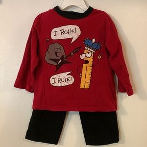 Black Denim Kids Pants Sz 24 Mos & Sz 24 Mos Red Long Sleeve Shirt